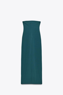 ZARA ПЛАТЬЕ БЕЗ БРЕТЕЛЕЙ, ЗЕЛЕНЫЙ