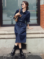 Джинсовое платье-рубашка миди