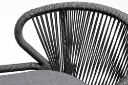 "Венето" обеденная группа на 6 персон со стульями "Милан", каркас темно-серый, роуп темно-серый