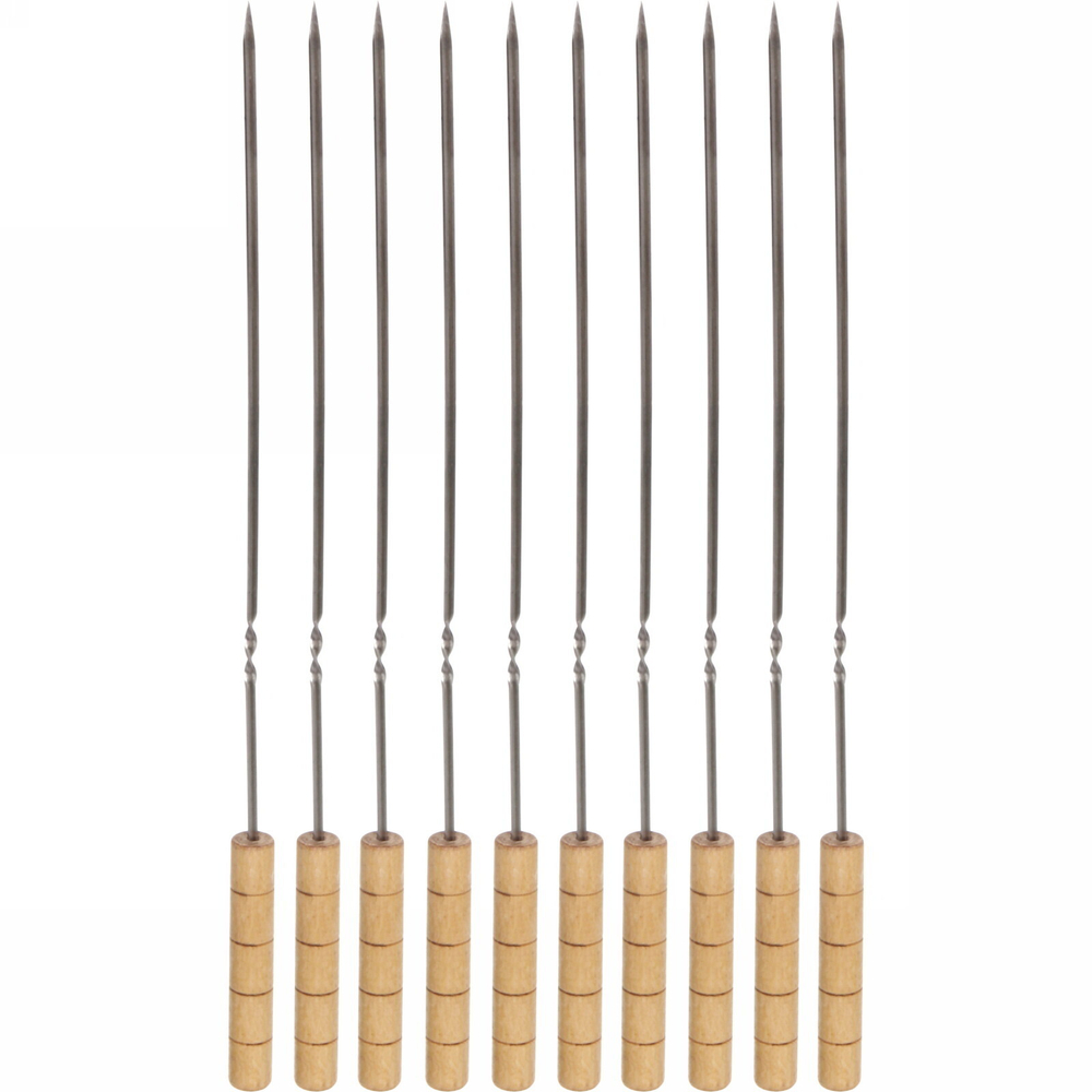 Набор шампуров 10 шт с деревянными ручками, длина 40 см, ширина 5 мм