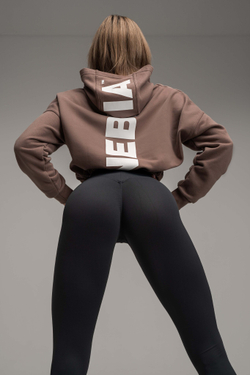 Укороченная толстовка Nebbia 421 GLoose Fit Crop Hoodie Iconic Brown