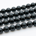 Морион бусины (черный кварц), диаметр 8,2-8,4 мм, цена за 12 шт (1/4 нити)