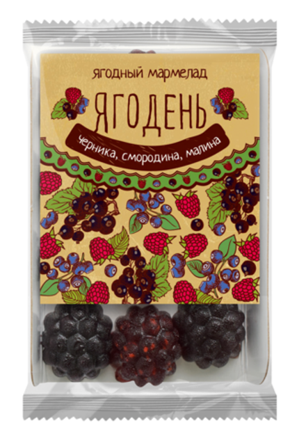 Мармелад Ягодень ассорти / черника, смородина, малина / подложка / 165 г / Сибирский кедр