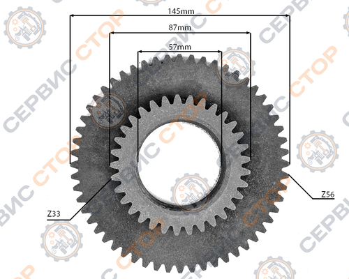 Шестерня привода переднего моста Z-33/56 TY295IT