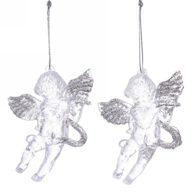 Украшение новогоднее подвесное «Купидончик» (набор 2 шт) 9*6,5 см, серебро