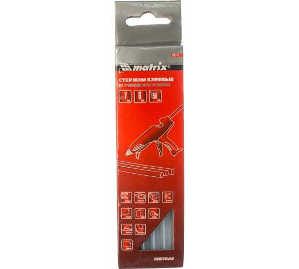 СТЕРЖНИ КЛЕЕВЫЕ MATRIX ПРОЗРАЧНЫЕ 7Х150ММ 6ШТ 930710