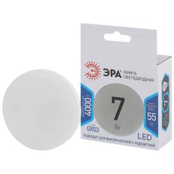Лампочка светодиодная ЭРА STD LED GX-7W-840-GX53 GX53 7Вт таблетка нейтральный белый свет | Лампы cветодиодные Плоские (GX)