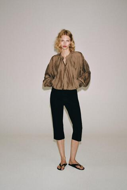 ZARA СТРУЯЩАЯСЯ РУБАШКА ZW COLLECTION, ТЕРРАКОТОВЫЙ