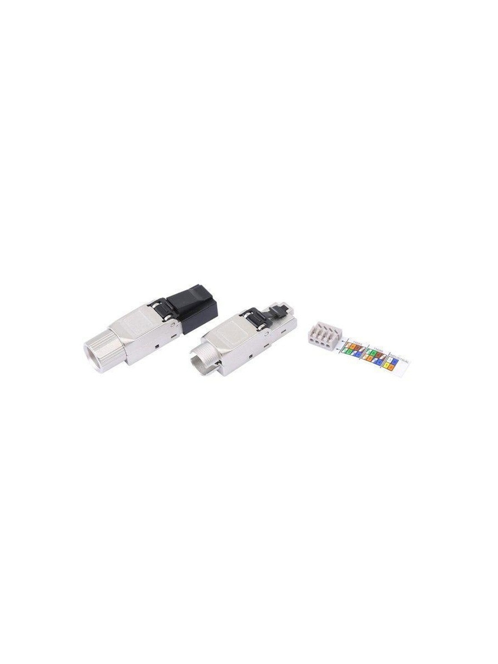 Разъем полевой оконцовки PLUD-8P8C-S-C6A-SH RJ-45 (8P8C) под витую пару для ож кабеля toolless кат. 6A экран. накручивающийся хвостовик IDC Hyperline 427413