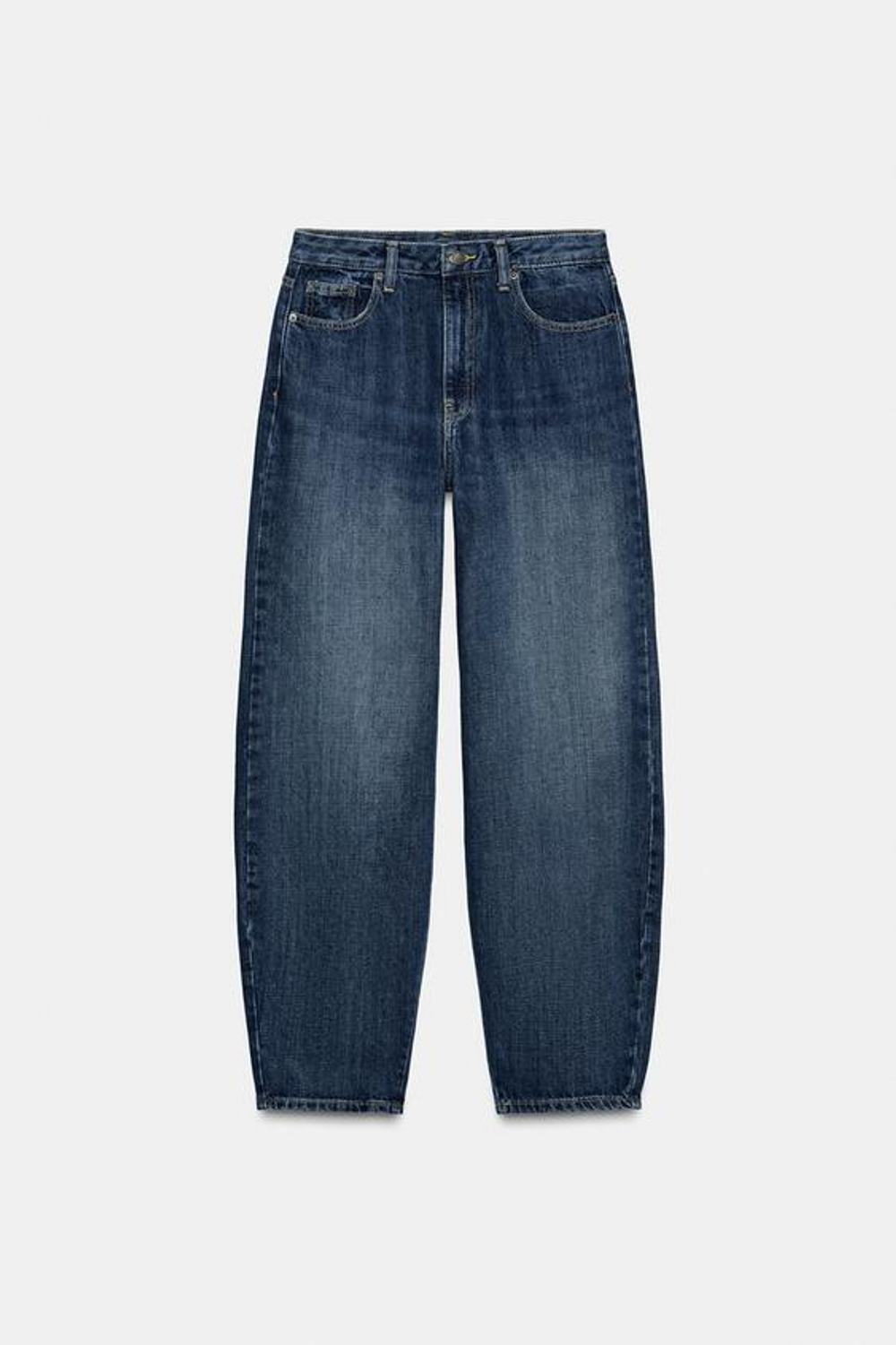 ZARA ДЖИНСЫ ZW COLLECTION BARREL СО СРЕДНЕЙ ПОСАДКОЙ, ВЫЦВЕТШИЙ СИНИЙ