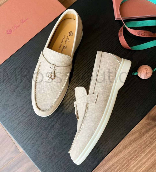 Бежевые кожаные лоферы Loro Piana Charms Walk