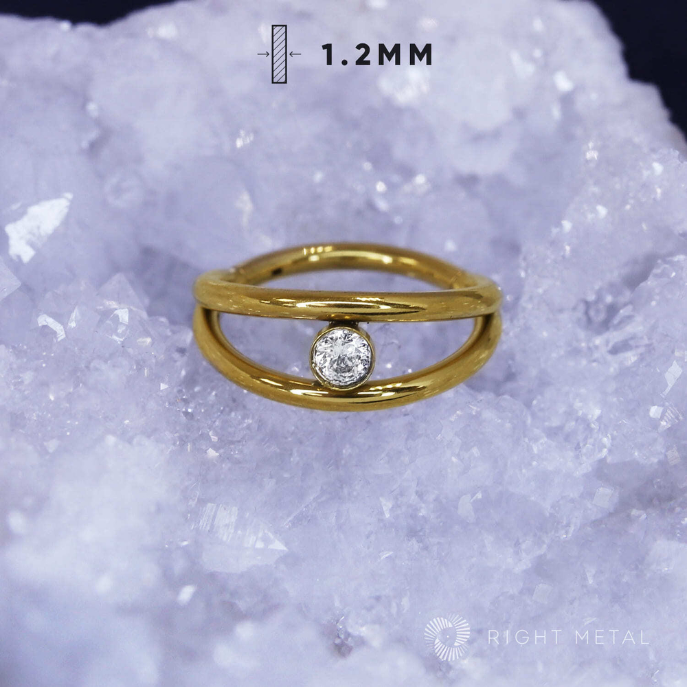 Кликер One Stone Crystal PVD Yellow 1.2мм