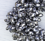 БКЛ001НН612 Хрустальные бусины-капли, цвет: серебро металлик, размер 6х12 мм, 15 шт.