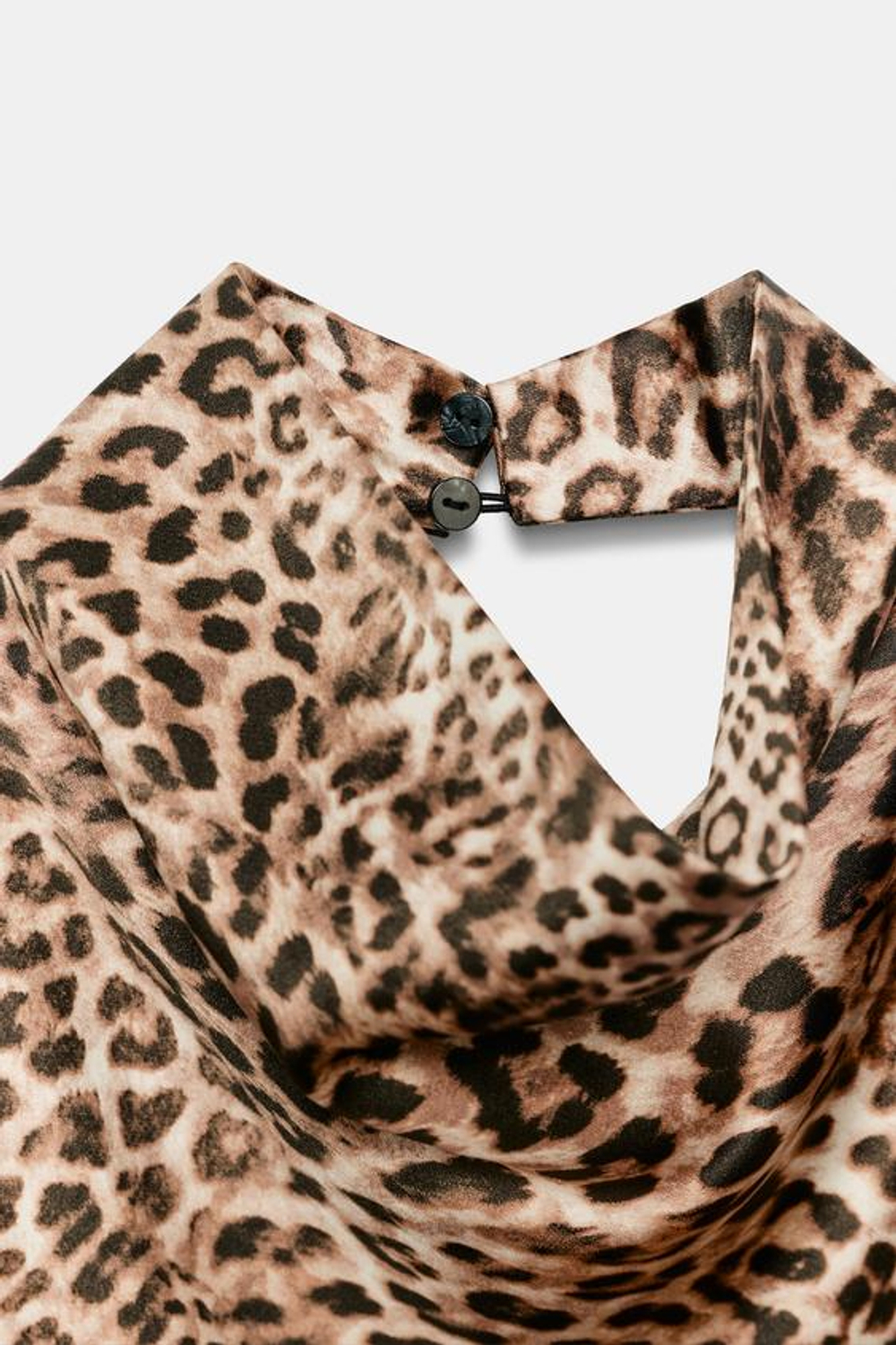 ZARA АТЛАСНЫЙ ТОП С ГОРЛОВИНОЙ ХАЛТЕР И АНИМАЛИСТИЧЕСКИМ ПРИНТОМ, ЛЕОПАРДОВЫЙ