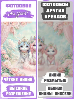 Детские фотообои котята-единороги и цветы