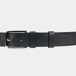 Ремень кожаный мужской для джинс из натуральной кожи сафьяно 40 мм, чёрный