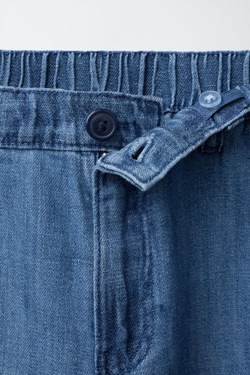 ZARA ДЖИНСЫ ШИРОКОГО КРОЯ С КАРМАНАМИ, СИНИЙ