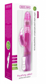 Розовый вибратор Thrusting Rabbit с клиторальным стимулятором - 26 см. (Цвет: розовый)
