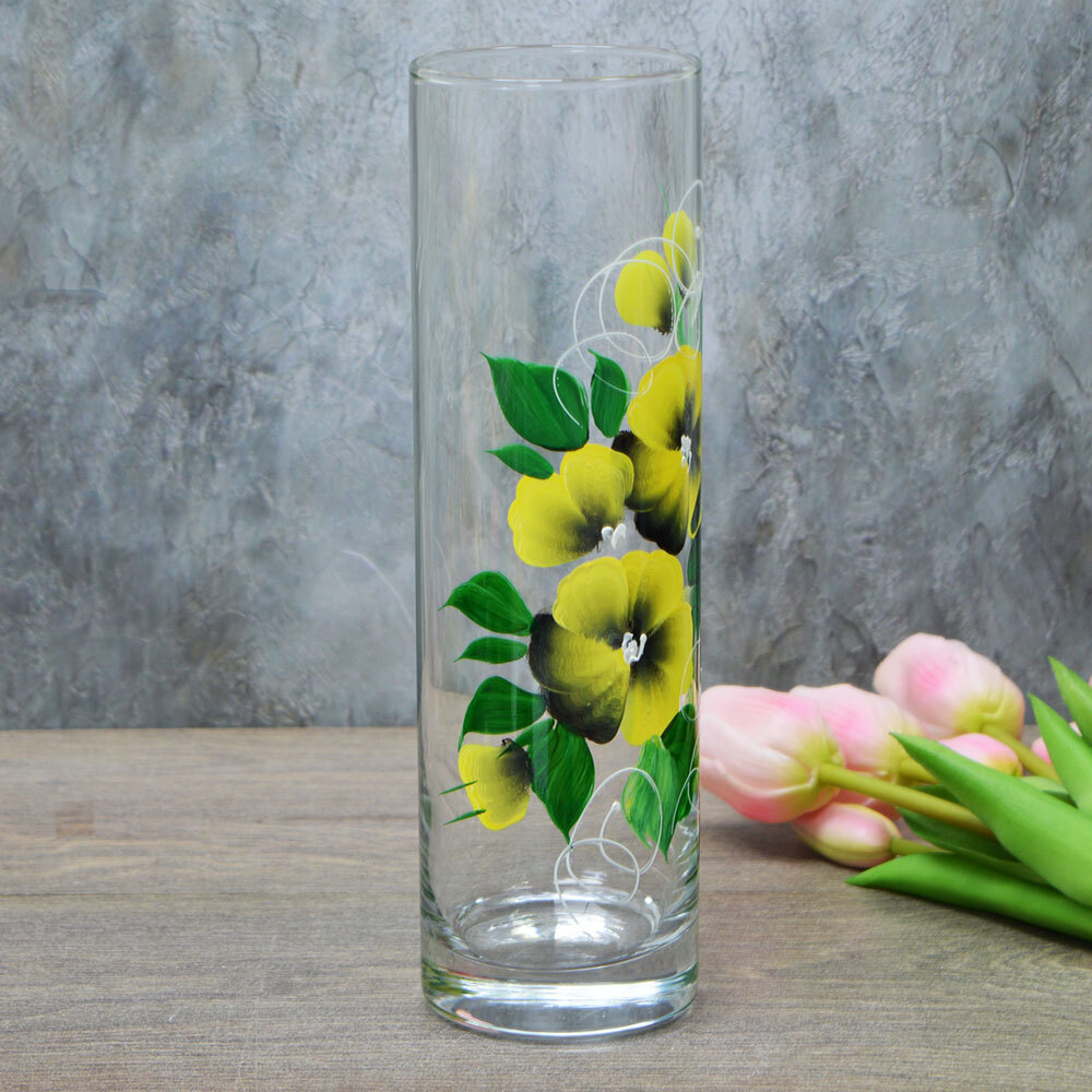 Ваза для цветов цилиндр Н26 D10 эконом роспись 130311