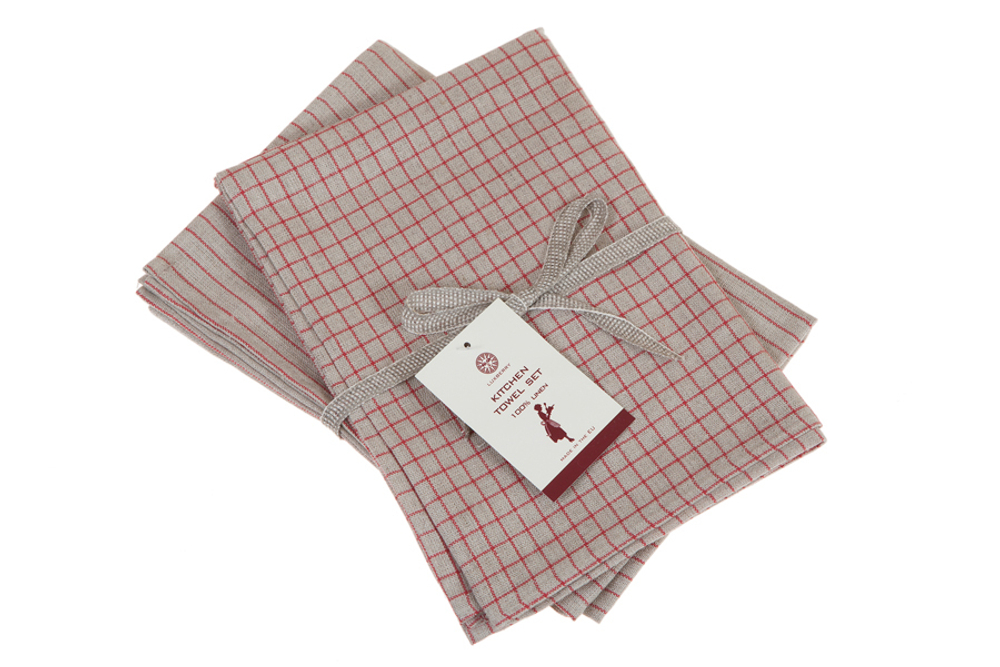 Набор полотенец 2 шт Luxberry Timeless mini натуральный/красный Литва