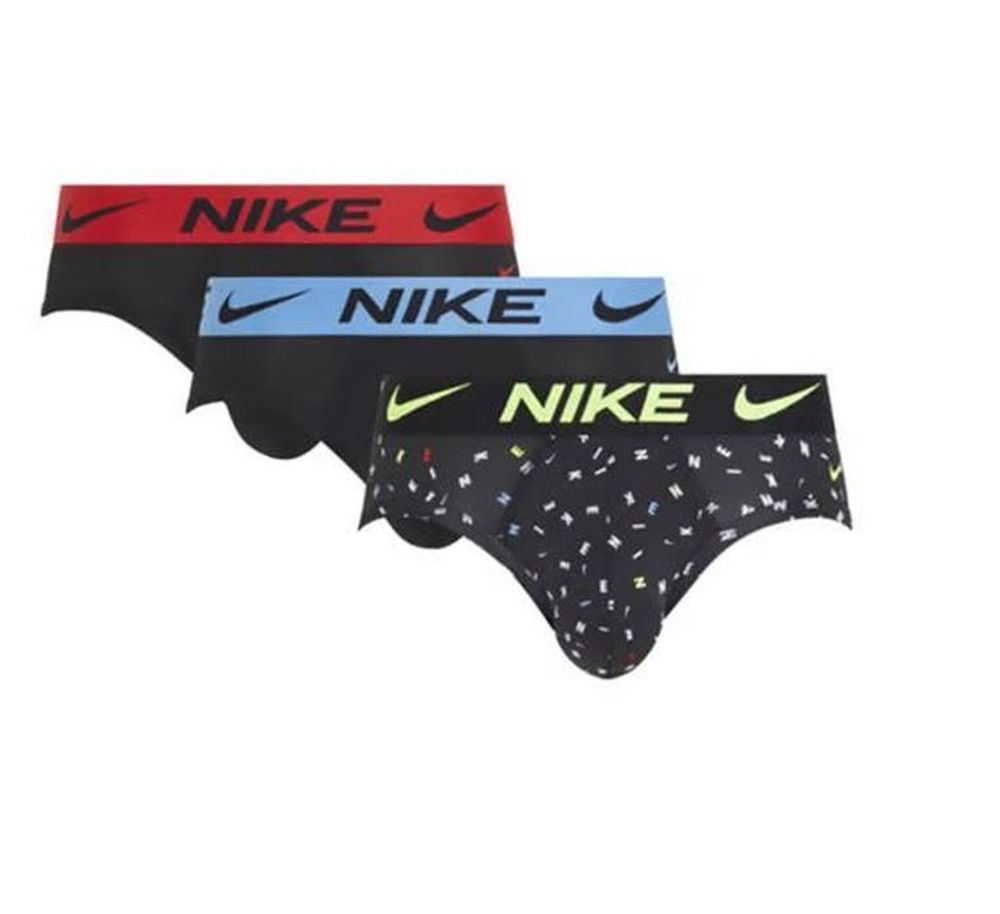 Мужские боксеры спортивные Nike Dri-Fit Essential Micro Hip Brief 3P - swooshfetti print/anthracite/black