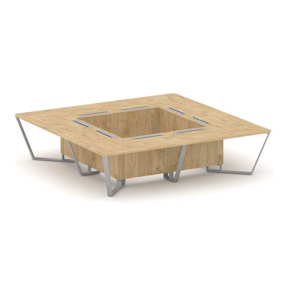 Steel Meet Стол переговорный квадратный KD-PR.B.SP-16K Тиквуд Светлый/Металл Серый 3200*3200*750