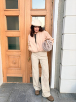 Брюки Боуи из экокожи в оттенке миндаля