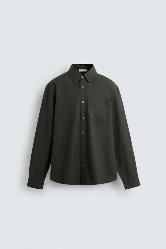 ZARA РУБАШКА ОКСФОРД, ХАКИ