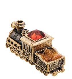 Народные промыслы AM-3134 Фигурка «Паровоз Гран-при» (латунь, янтарь)