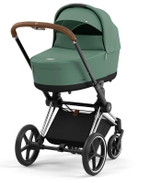 Коляска для новорожденных Cybex Priam IV Chrome Brown Leaf Green