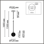 8080/1A LEDIO LN25 000  золото/прозрачный металл/акрил Подвесной светильник LED 1*3W 220V TRINO