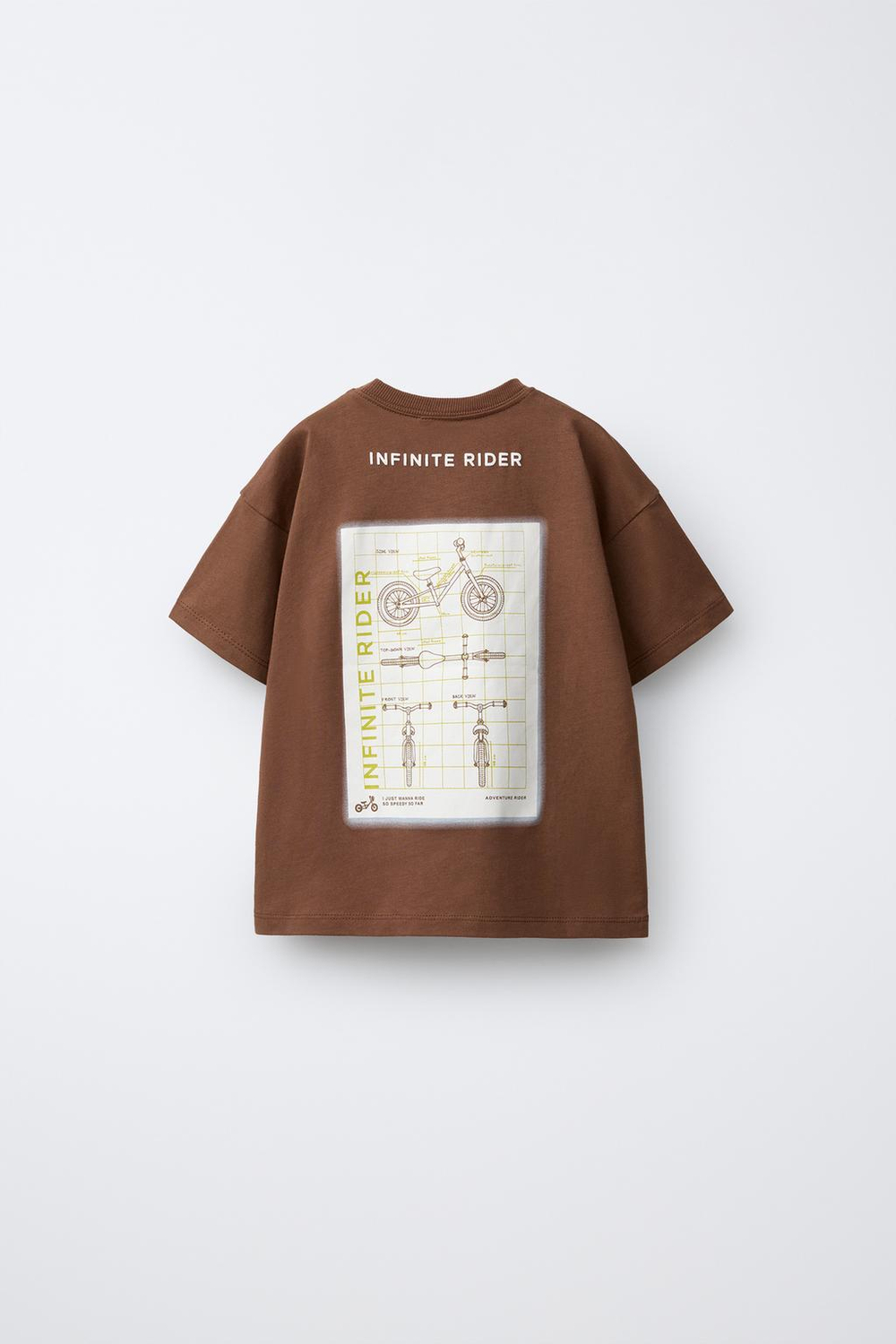 ZARA ФУТБОЛКА С ПРИНТОМ, СВЕТЛО-КОРИЧНЕВЫЙ