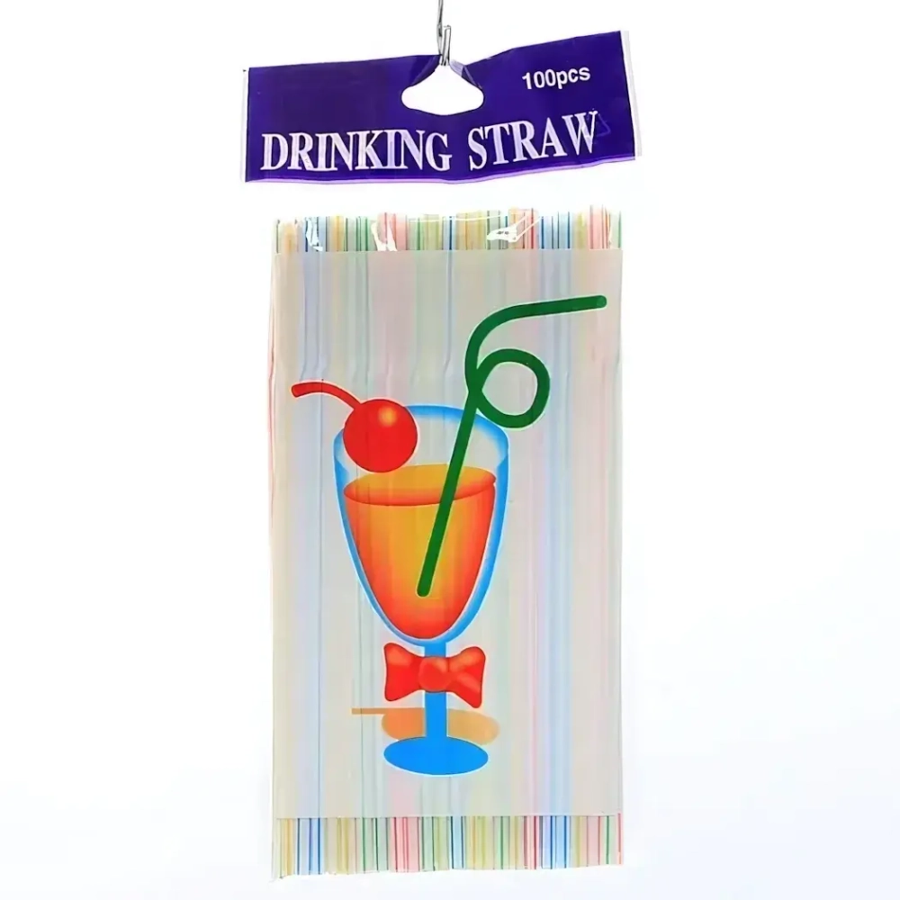 Трубочка для коктейля «Веселая полоска» 5*210 мм (в наборе 100 шт), микс