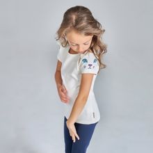 Футболка для девочки с кошками на рукавах 80-98