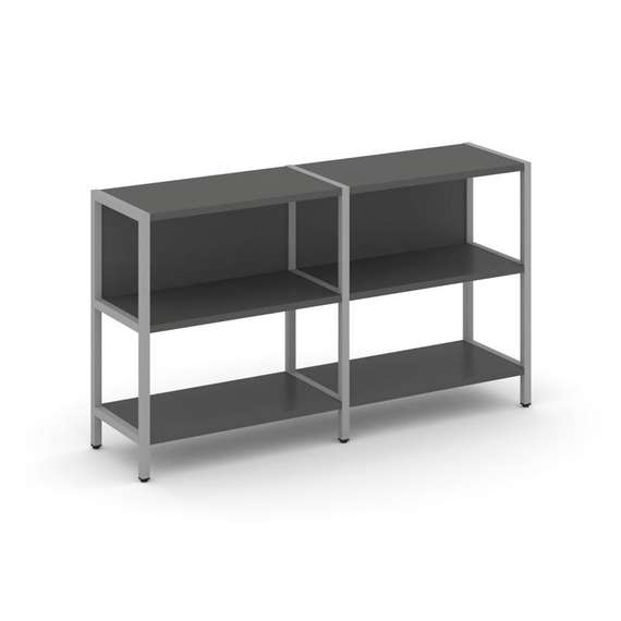 Shelf System Двухсекционный стеллаж двухярусный SN.STM-221 Антрацит/Металл Серый 1590*400*879