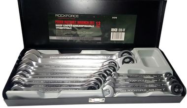 Набор ключей комбинированных трещоточных, 13пр. (8-22мм) в мет. кейсе RockForce##Rock FORCE RF-51310