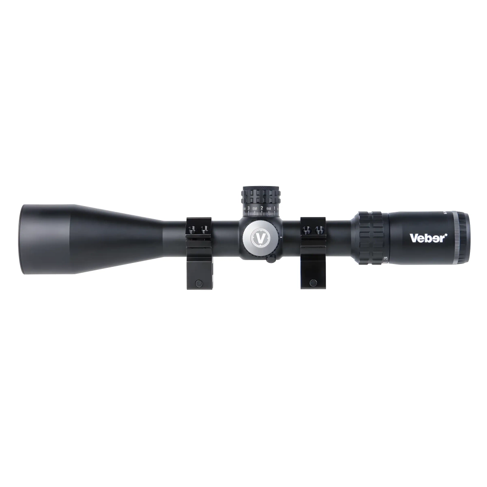 Прицел оптический Veber Пневматика III 6-24X50 SF IR - вид сбоку с логотипом Veber