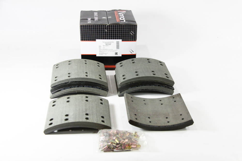 Рем. комплект тормозных накладок а/м КАМАЗ/НЕФАЗ мост RABA (Сверл./расточен./закл. (пустотелые)/ширина 180мм./ к-т 8 шт.) (865-01-3341-013/014) (19615/19616) STD NIPPON