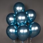 Шар (12''/30 см) Голубой, хром, 50 шт.