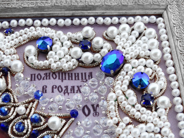 ЖС-16-СС Набор для вышивания хрустальными камнями Богородица Помощница в родах (синий)