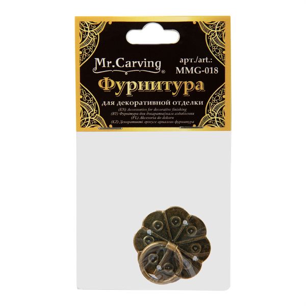 Ручка для шкатулок 3х3 см, 5 шт, 02 бронза, Mr.Carving