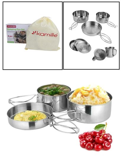 Набор туристической посуды 8 предметов Kamille KM 2119 из нержавеющей стали