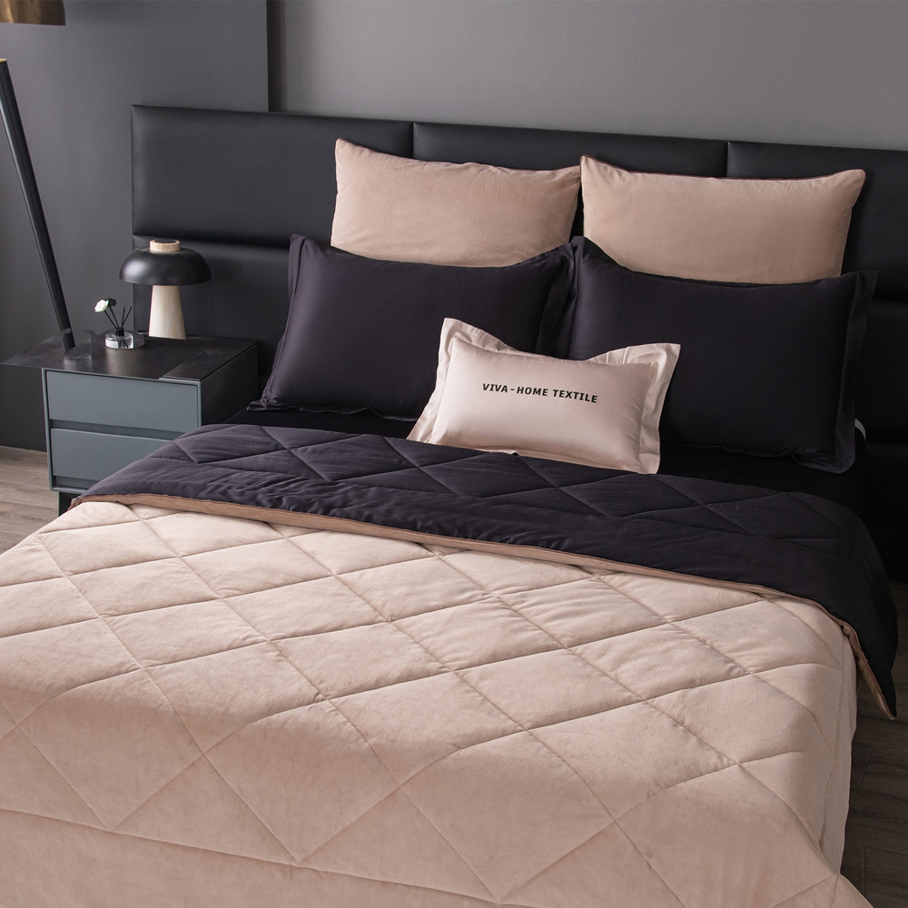 КПБ на резинке Сатин Velvet Premium с Одеялом VPR009, Евро, 4 наволочки, простынь 140*200*25