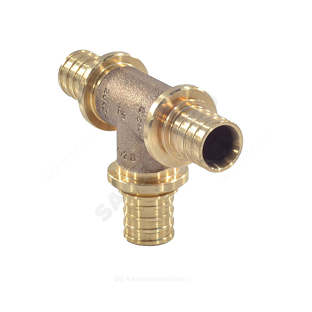 Тройник для PE-X труб аксиальный бронза Дн 32х32х32 RAUTITAN PLATINUM RX Rehau 14564531001