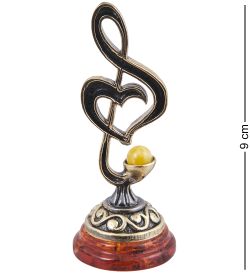 Народные промыслы AM-4035 Фигурка «Мелодия Любви» (латунь, янтарь)