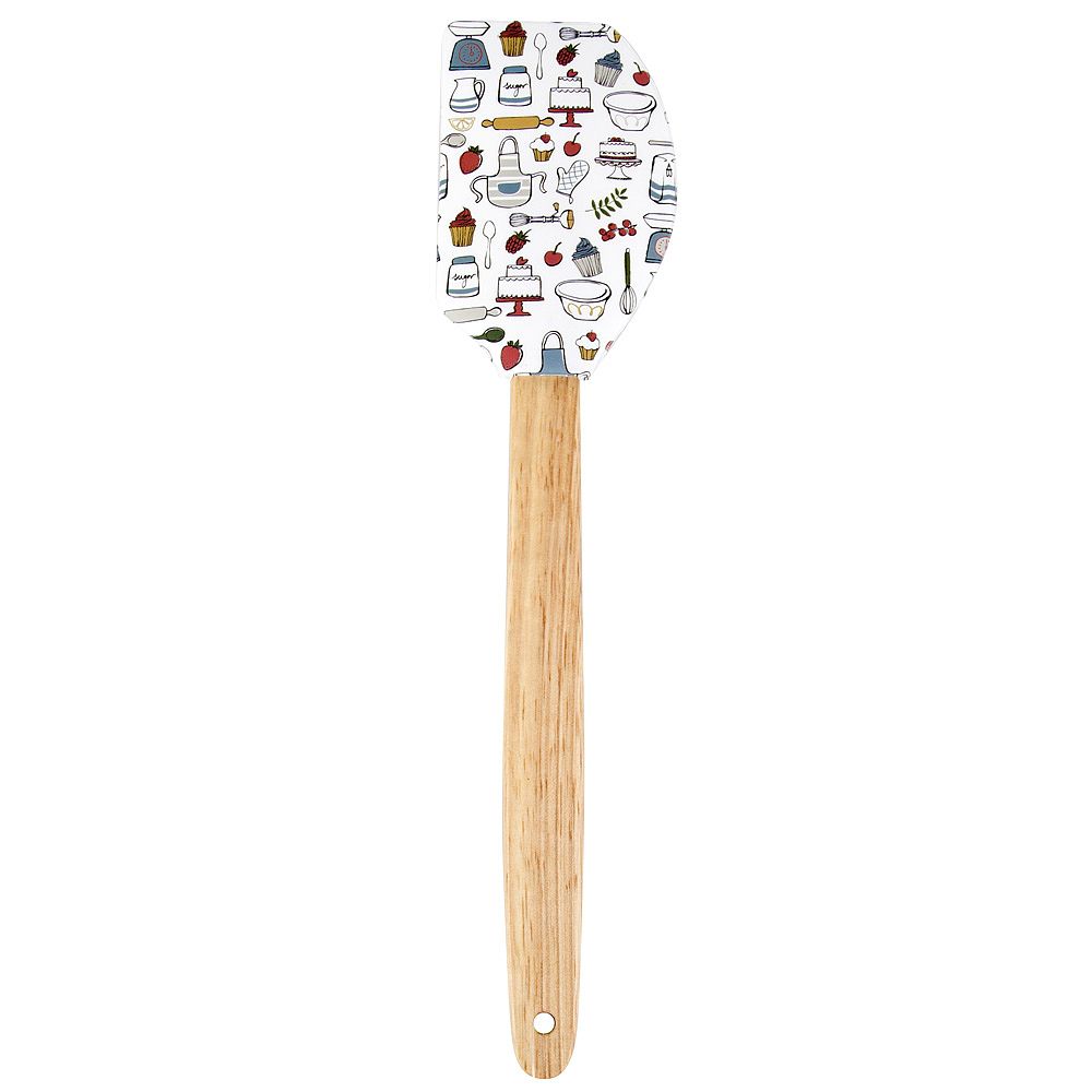 Лопатка кулинарная "Kitchen" 28*6,5*1см.(min12) (силикон, бук обработанный) ( упаковочный пакет)