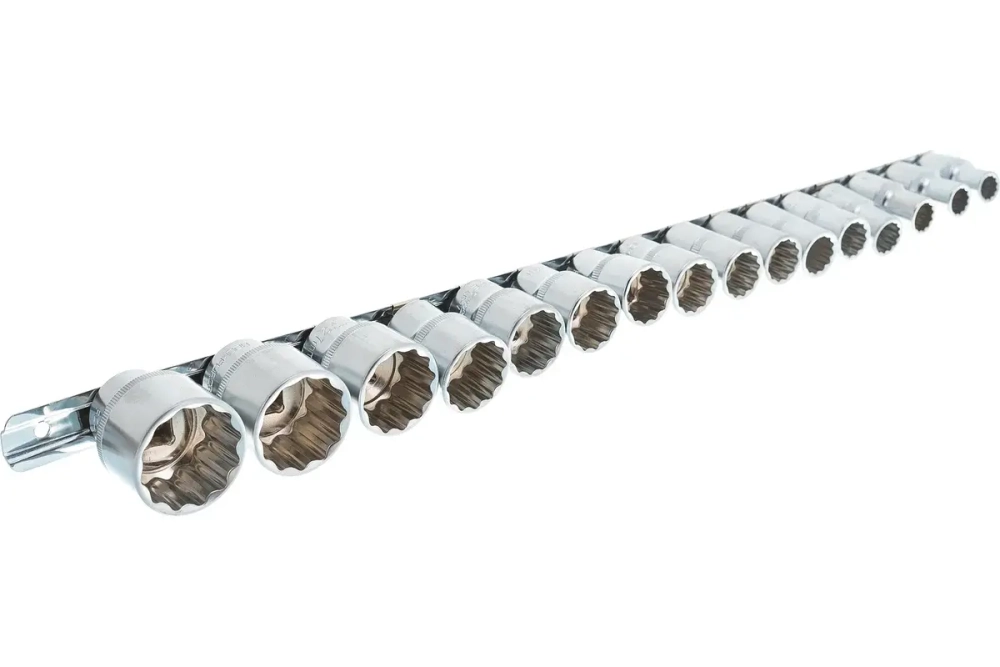 Набор торцевых головок RF-4161-9: 1/2"DR 12-гранных 16пр. (на планке) ROCKFORCE