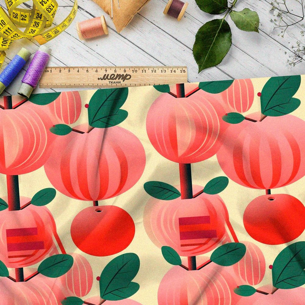 Ткань премиум интерлок фруктовый рай