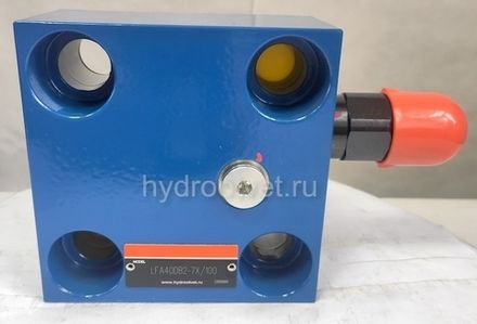 LFA40DB2-7X/025 - Крышка для логического клапана, типоразмер Ду40 функционал - DB2 = крышка с предохранительным клапаном с ручной настройкой, два выхода X и Y, элемент регулировки - винт под шестигранник с защитным колпачком, диапазон настройки давления до 25 бар, уплотнение NBR