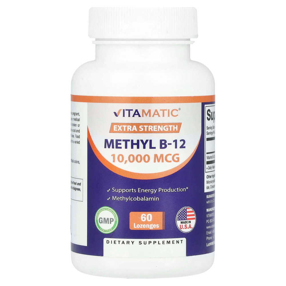 Vitamatic, Methyl B-12, метилкобаламин, 10 000 мкг, 60 пастилок